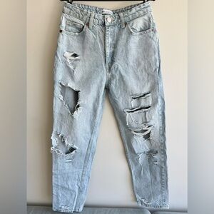 ZARA | Light Blue Distressed Mom Fit Jeans